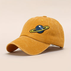 Planet Embroidery Baseball Cap Vintage Washed Distressed Dad Hat Unisex