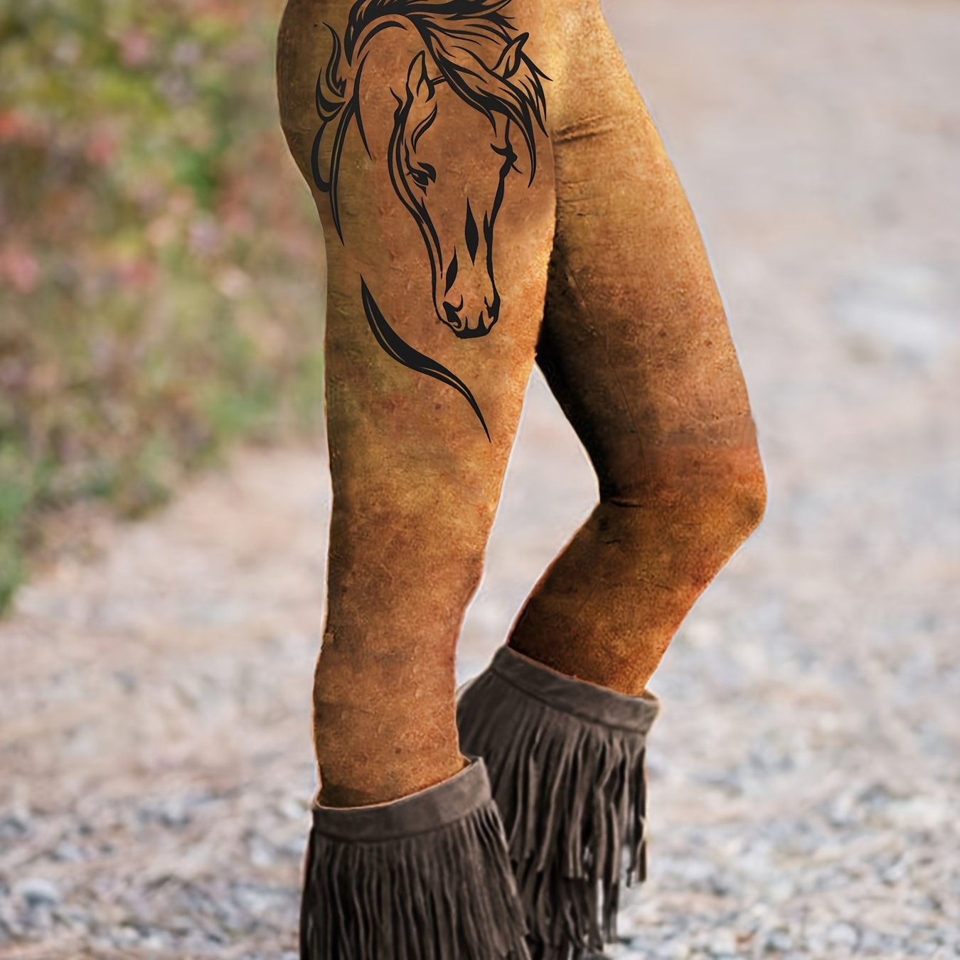Horse Print High Waisted Sports Leggings