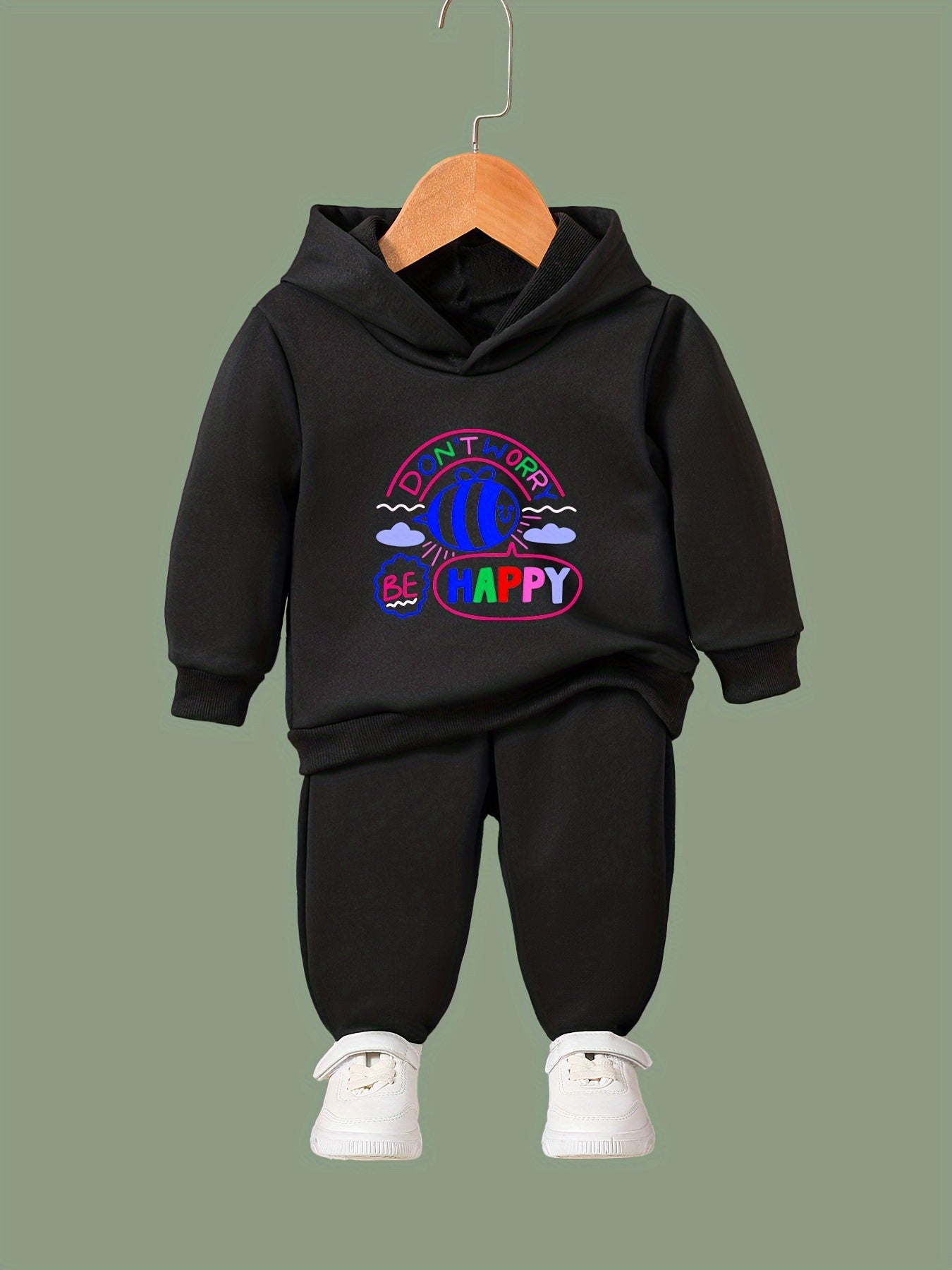 Happy Pattern Long Sleeve Hooded Sweatshirt Girls Comfy Hoodies Pullover