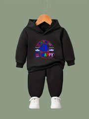 Happy Pattern Long Sleeve Hooded Sweatshirt Girls Comfy Hoodies Pullover