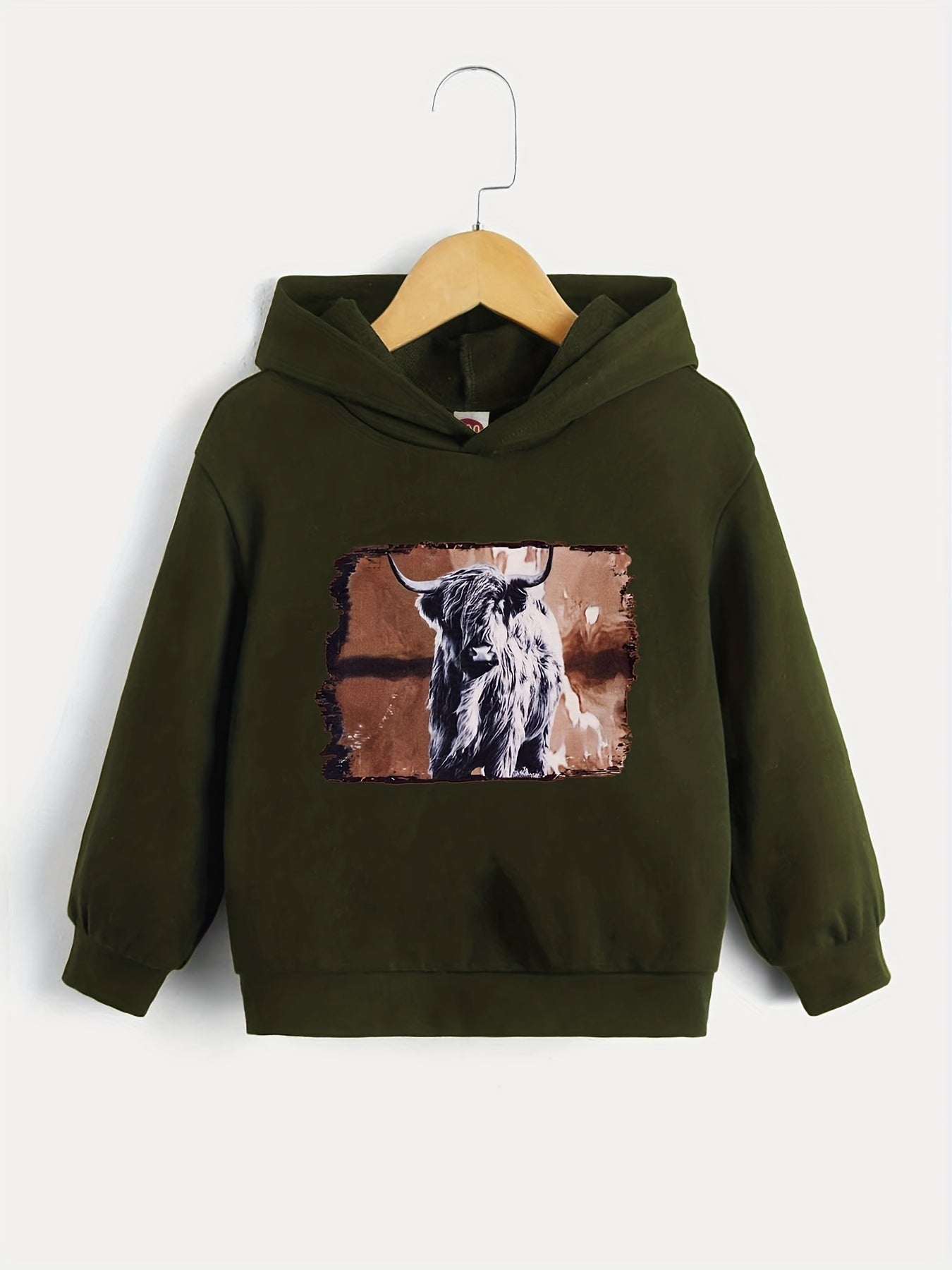 Sheep Print Boys Casual Hooded Sweatshirt for Spring Fall