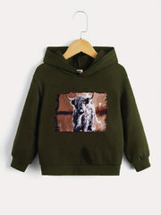 Sheep Print Boys Casual Hooded Sweatshirt for Spring Fall