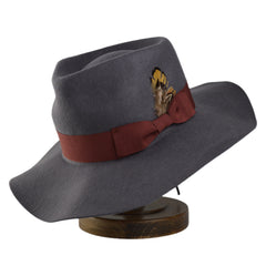 Pure Wool Felt Hat Monochrome Tweed Spell Cap Belt With Accessories