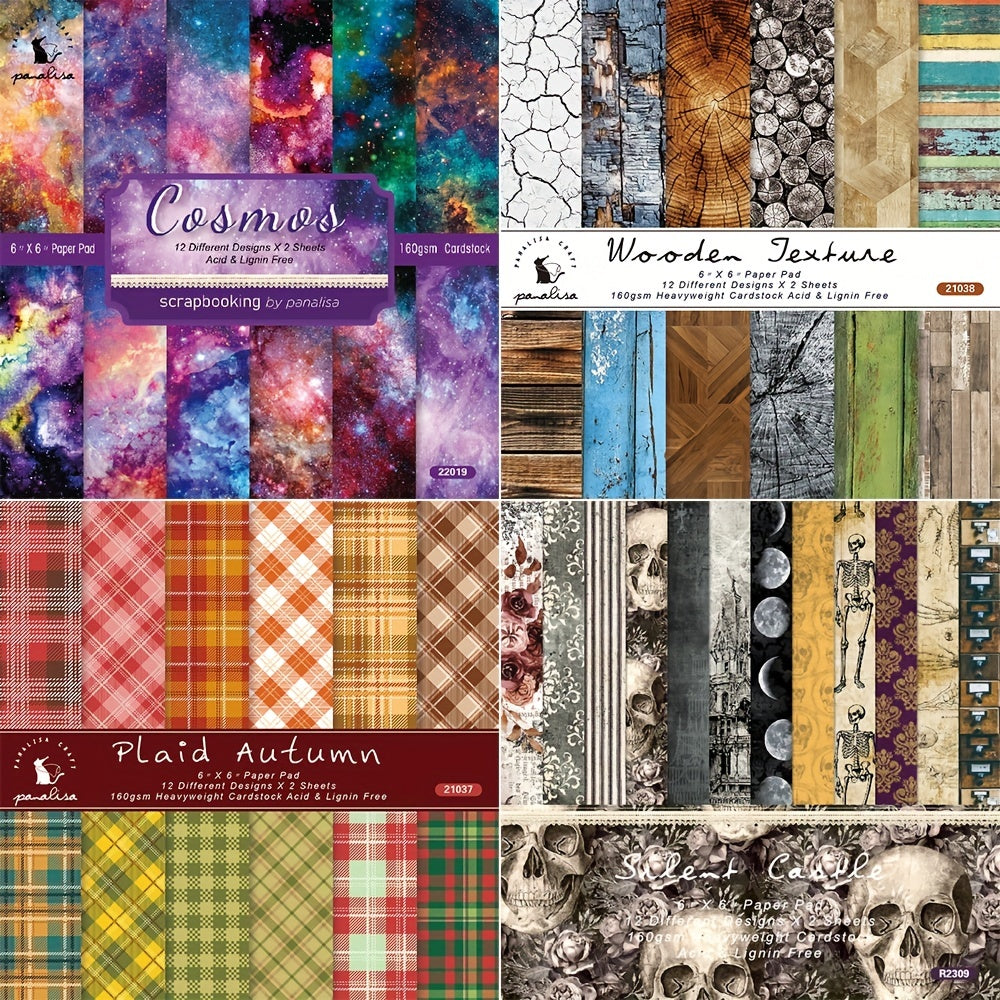 24pcs 6x6 Dotted Pattern Scrapbook Colorful Cardstock Paper