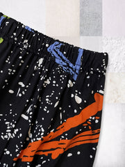 Boys Geometry Graffiti Print Sweatpants Elastic Waist Thin Casual Pants