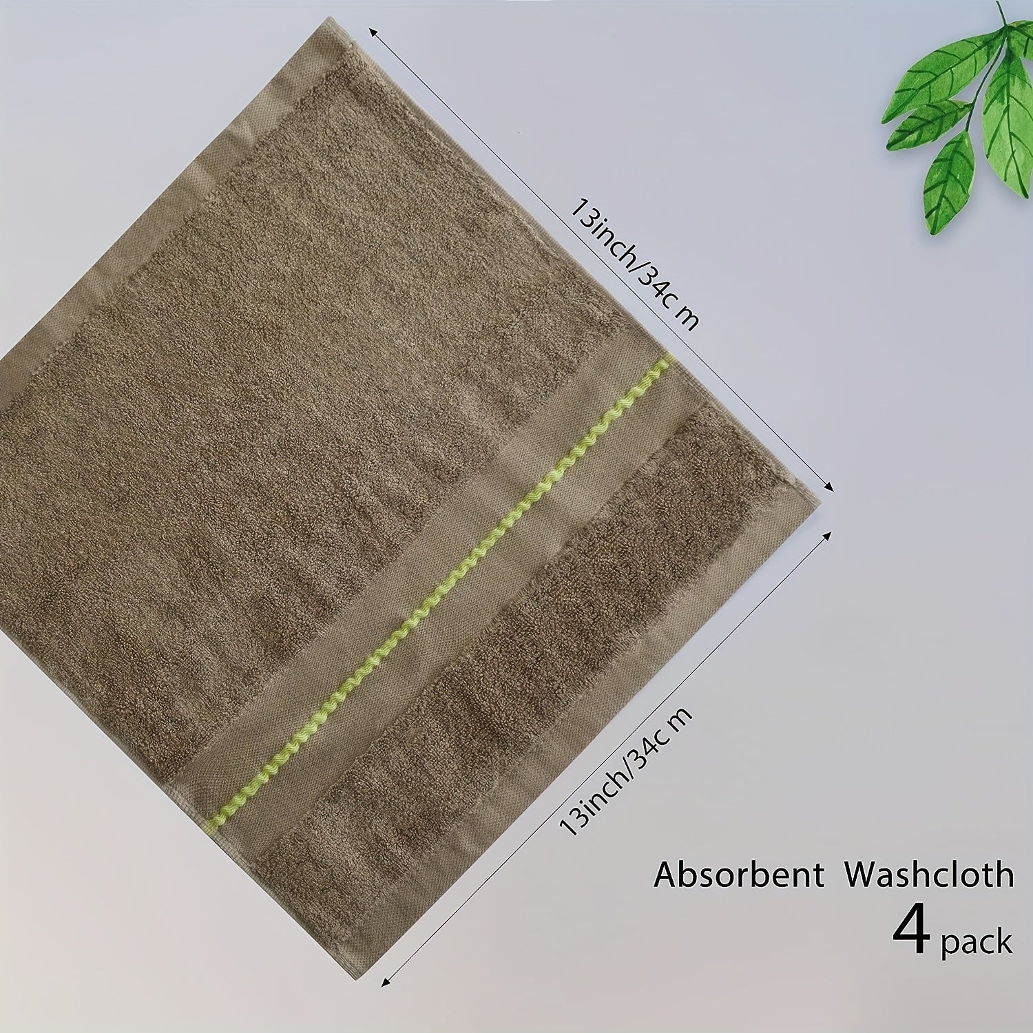 4pcs Bamboo Washcloth Face Towels 33x33cm Absorbent Small Towel for Bath Shower