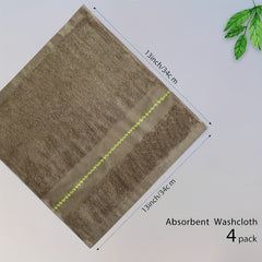 4pcs Bamboo Washcloth Face Towels 33x33cm Absorbent Small Towel for Bath Shower