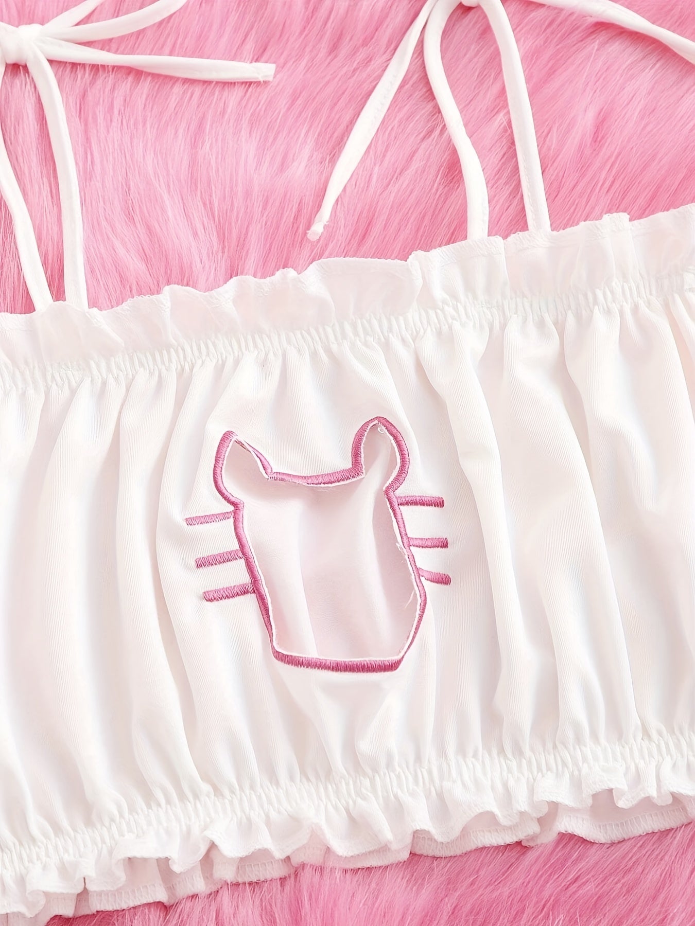 Sexy Naughty Cat Cosplay Lingerie Set with Ruffle Cut Out Bra