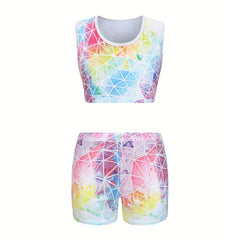 Dreamy Girls 2pcs Gymnastics Suit Comfy Breathable Dance Suit