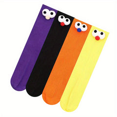 6pairs Girls Kids Cartoon 3D Eye Doll Novelty Funny Socks