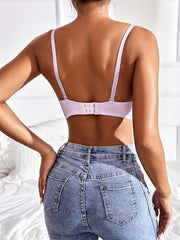 Solid Ribbed Push Up Bra Comfy & Intimates Bra Women's Lingerie