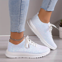 Women's Glitter Sequins Sneakers Lace Up Outdoor Shoes