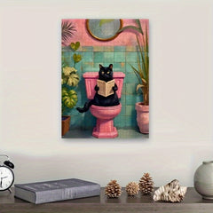 Whimsical Cat Toilet Jigsaw Puzzle DIY Art Decor