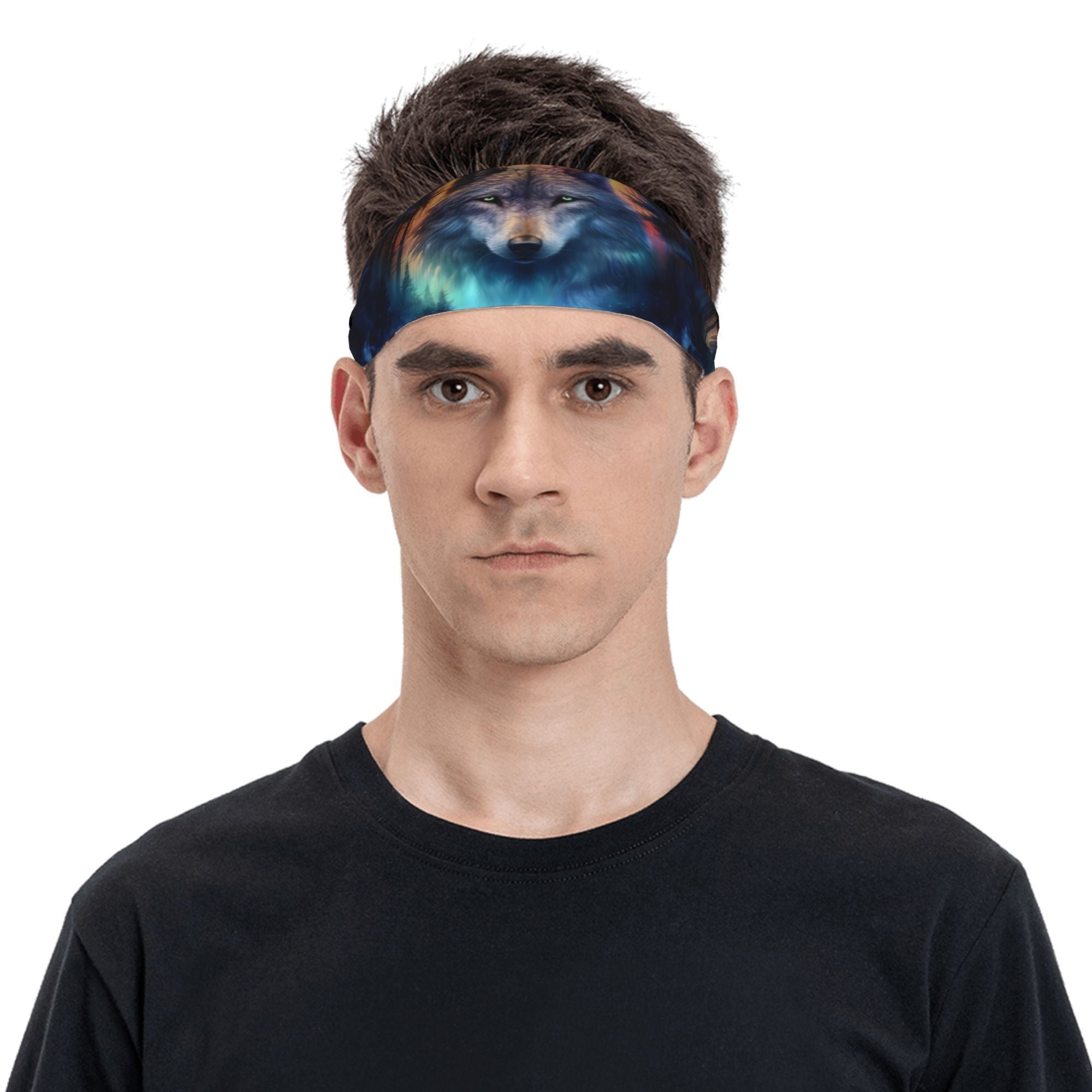 Wolf Print Sports Headband Sweat Wicking Stretchy Breathable