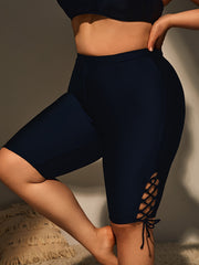 Retro Bikini Bottoms Lace Up High Waist Beachwear Shorts