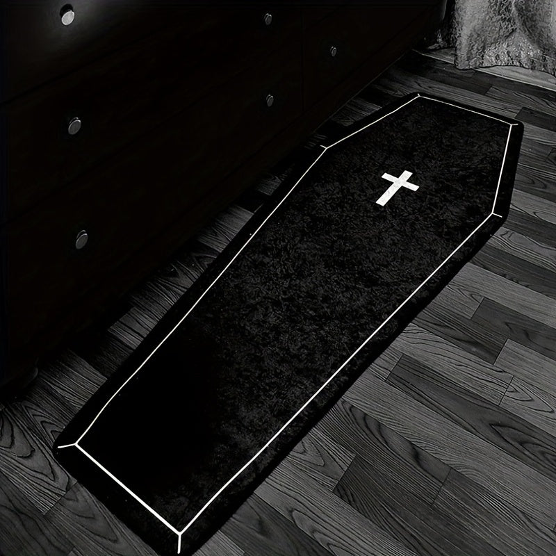 1pc Cross Pattern Gothic Halloween Bedside Blanket Carpet