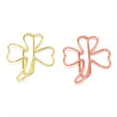 20pcs Clover shaped Pins Metal Office Supplies Golden Paper Clips Rose Style