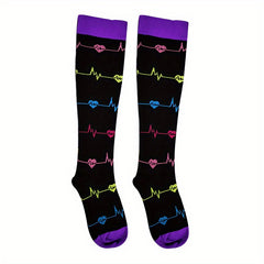 Striped Compression Sports Socks Anti slip Breathable Knee High Socks