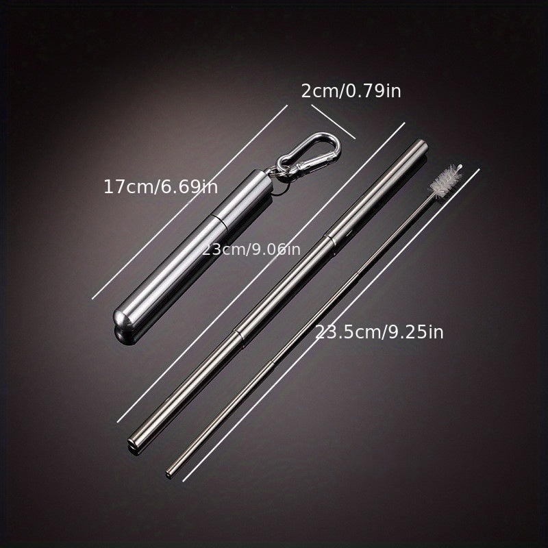 304 Stainless Steel Retractable Coffee Straw Telescopic Milk Tea Stirring Straw