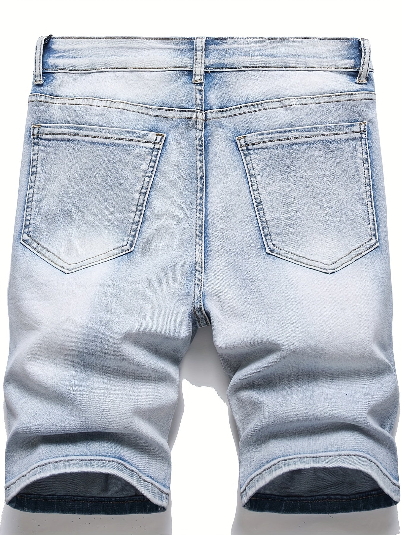 Slim Fit Ripped Denim Shorts Men Casual Street Style High Stretch