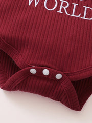 3pcs Baby Girls Letter Print Ruffle Bodysuit Set & Headband
