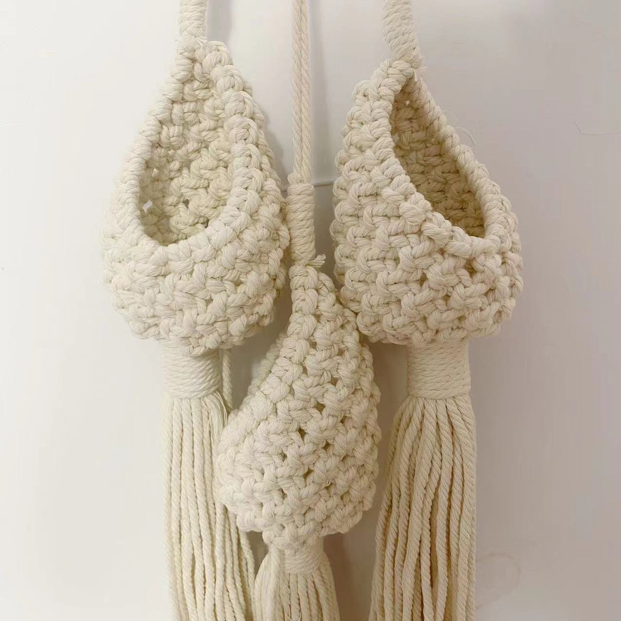 3pcs Macrame Hanging Planters Bohemian Decor with Air Plants & Tillandsia