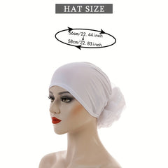 Mesh Flower Inner Cap Turban Elastic Underscarf Bonnet Women Head Wrap