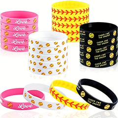 Motivational Softball Bracelet with Letter & Softball Pattern for Fans