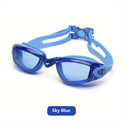 Adjustable Waterproof Swim Goggles + Storage Box + 3 Nose Bridge Replacement