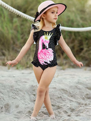 Girl's Animal Print Tankini Ruffle Swimsuit