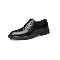 Men's Crocodile Embossed Oxford Shoes Wear Resistant Non-Slip Dress Shoes