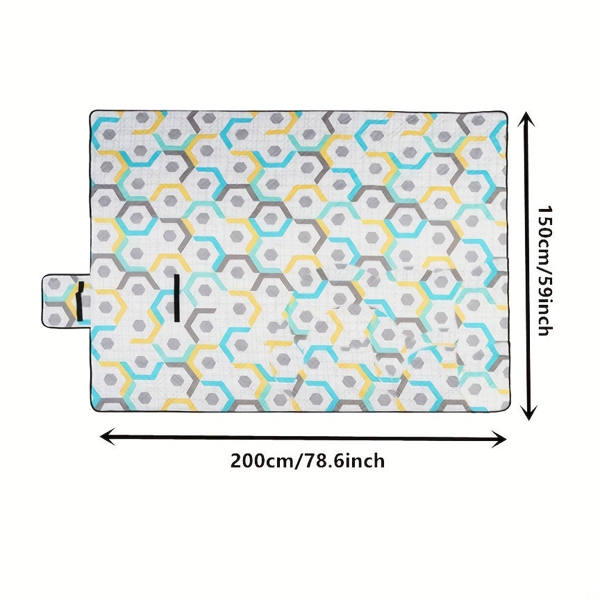 Portable Beach Blanket 3 Layers Sandproof Waterproof Mat Outdoor Geometry