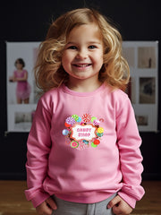 Cartoon Candy Shop Graphic Sweatshirt for Kids