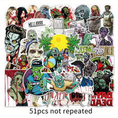 Set of 51 Custom Zombie Graffiti Stickers for Skateboards & More