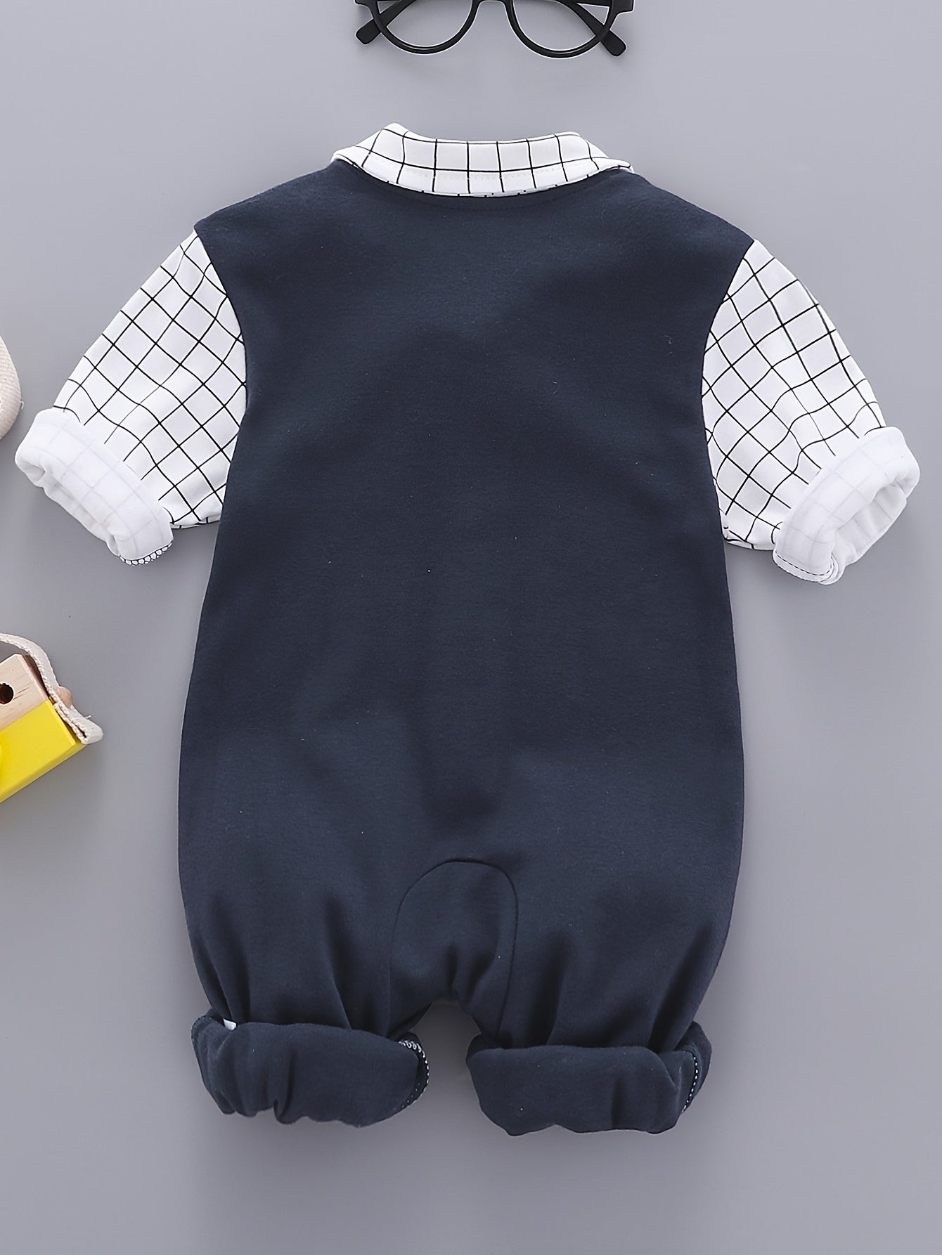 Plaid Gentleman Suit for Baby Boys Cotton Jumpsuit