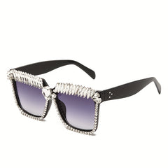 Oversized Rhinestone Decor Sunglasses UV400