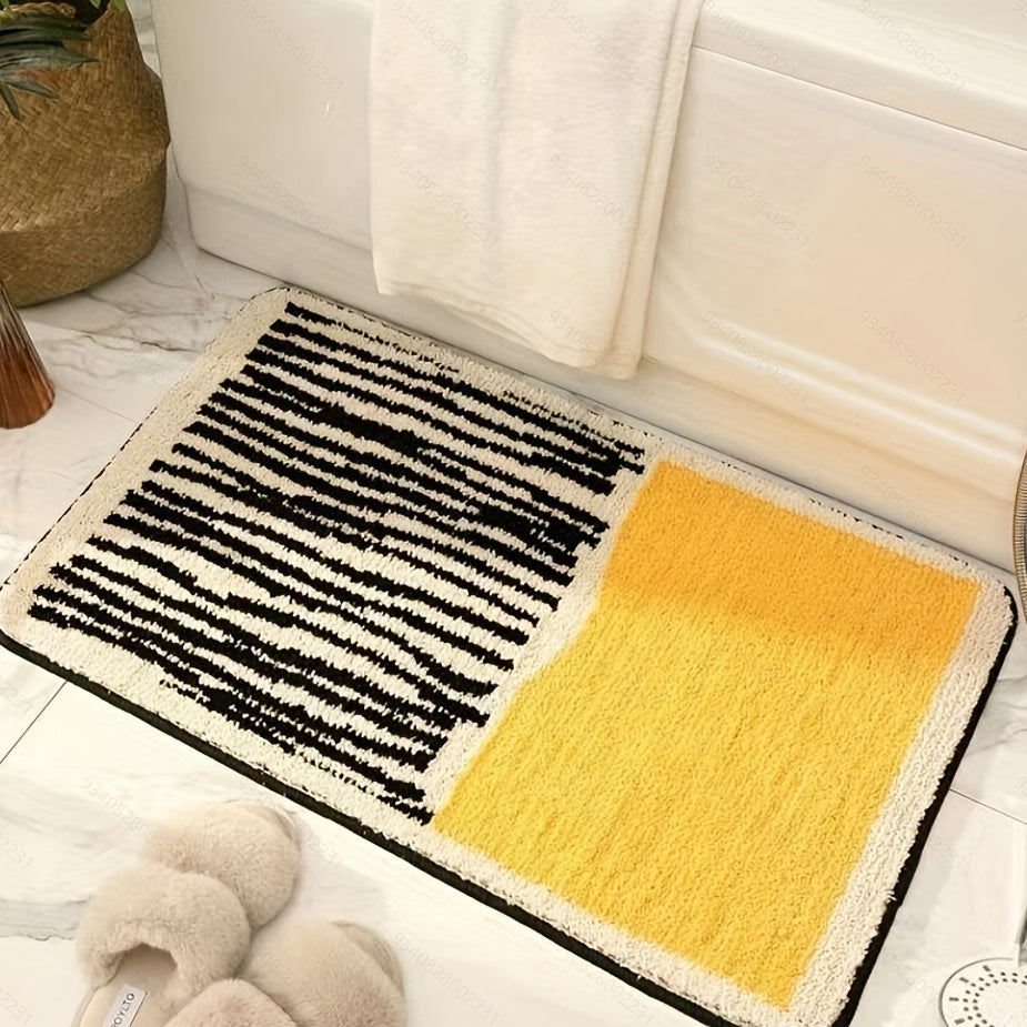 Geometric Pattern Anti-slip Bath Rug Machine Wash Non Slip Shaggy Plush Rugs Car