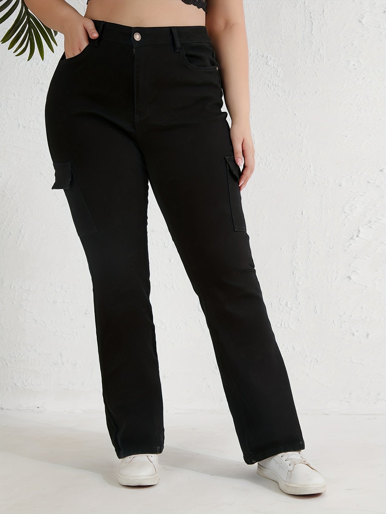 Stretch Cargo Flare Leg Jeans