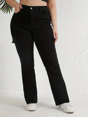 Stretch Cargo Flare Leg Jeans
