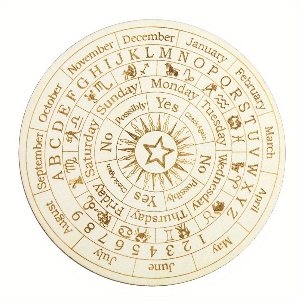 Wooden Twelve Constellation Pendulum Board for Meditation, Yoga & Wicca