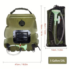 20L Portable Outdoor Solar Hot Water Shower Bag for Camping