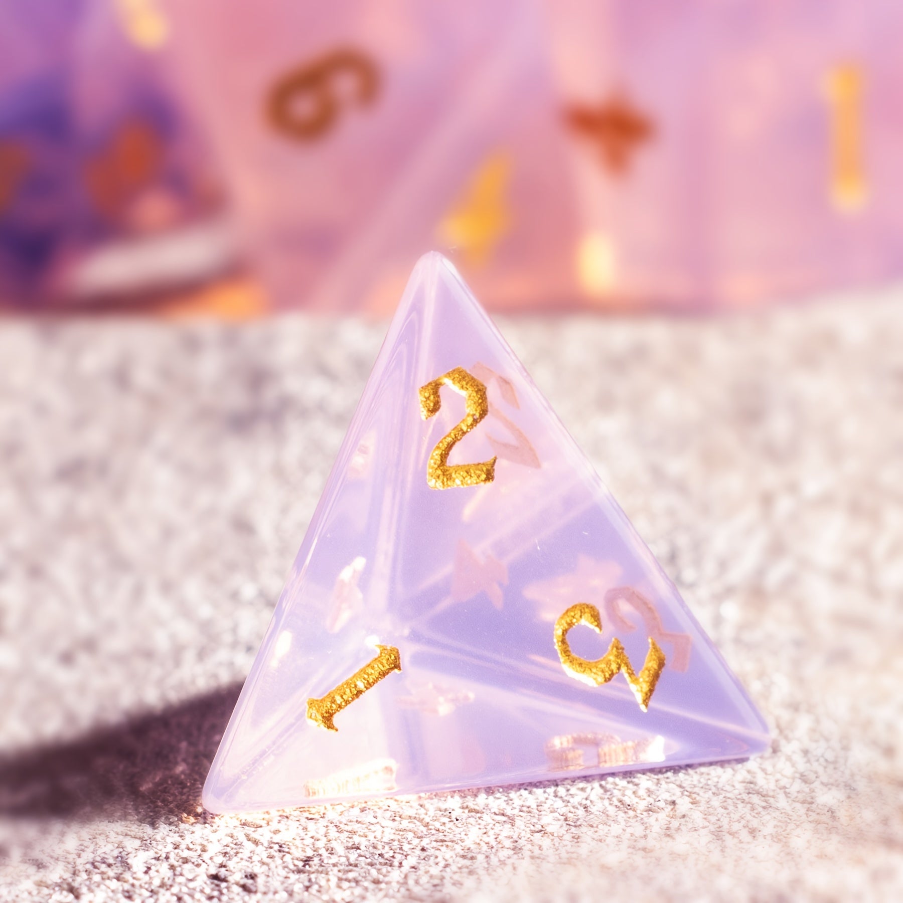 7pcs Pink Feldspar Dices for Tabletop RPG Games