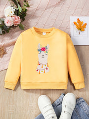 Boho Floral Rabbit Graphic Sweatshirt for Little Girls