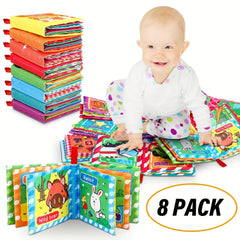 8pcs Baby Cloth Books Soft Touch Sensory Activity Book Animals Plants Musical