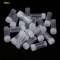 30 Pcs 5ml Plastic Test Tubes Sample Vials Capsules Storage Screw Caps