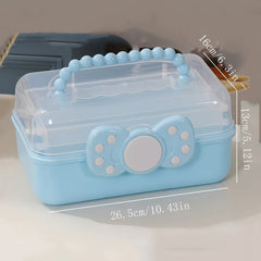1pc Three-layer Portable Storage Box Foldable Large Hardware Tool Box