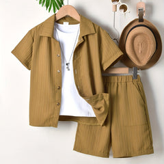 2pcs Boys Short Sleeves Shirt & Shorts Summer Clothes Sets