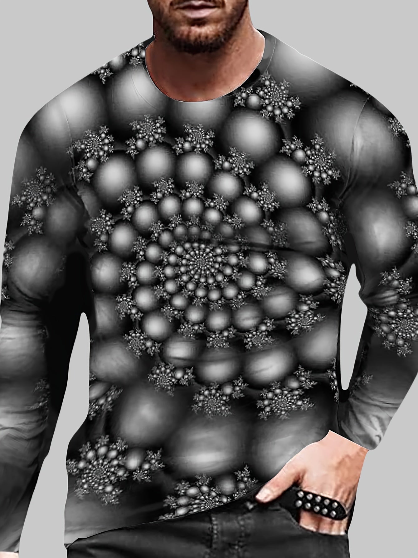 3D Pattern Print Men's Graphic Long Sleeves T-shirt Spring Autumn Tops