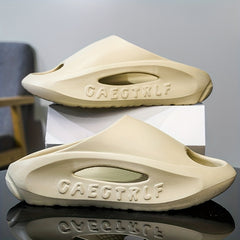 Men's Alphabet Detail Non Slip Platform Slides Soft Sole Cloud Slides