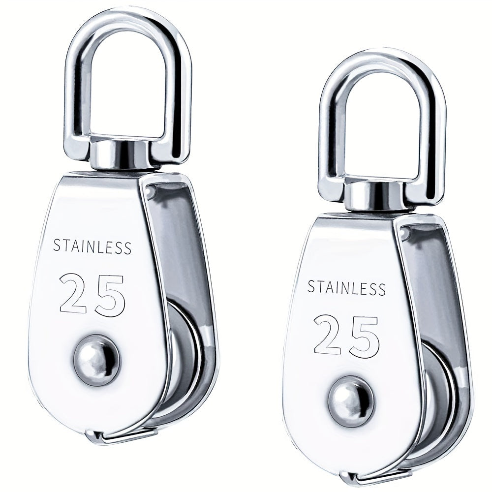 2pcs Stainless Steel Single Pulley Block 360 Swivel Crane Pulley Block